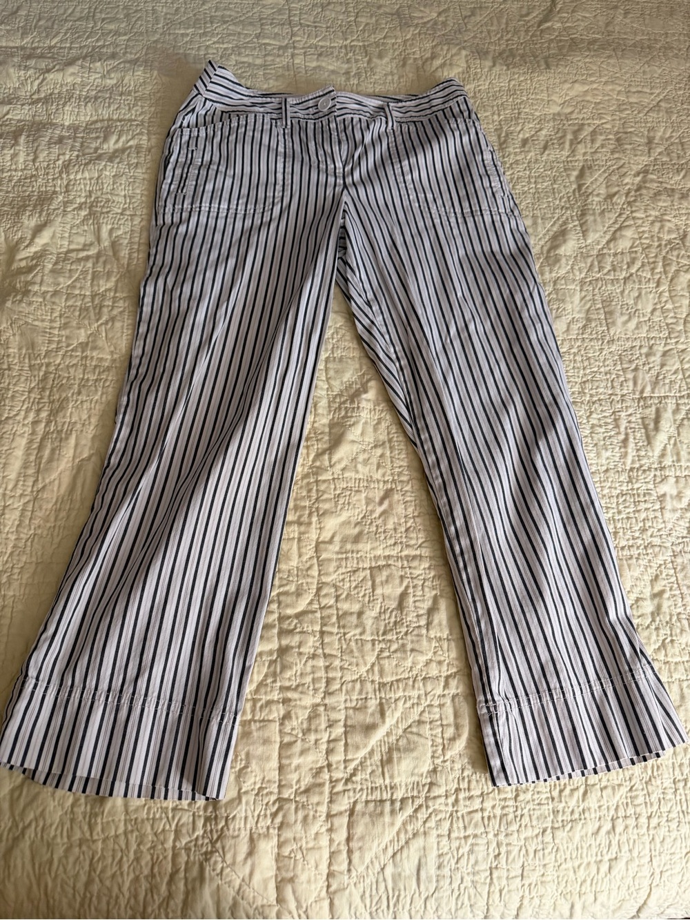 LOFT Black and White Vertical Stripe Chinos - Picture 4 of 5